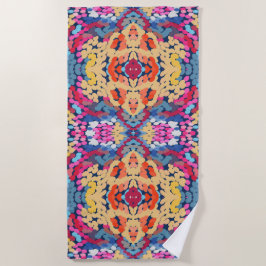 熱帯プルメリア斑点のある花タイル模様 ビーチタオル