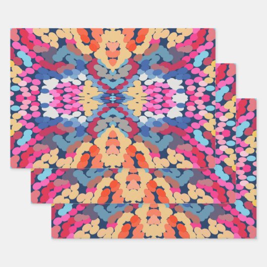 熱帯プルメリア斑点のある花タイル模様 ラッピングペーパーシート (セット)