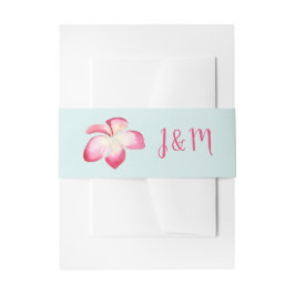 熱帯プルメリア水結婚色 招待状ベリーバンド