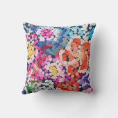 熱帯プルメリア点々のある斑点のある花抽象芸術 クッション (裏面)