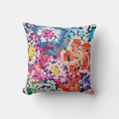 熱帯プルメリア点々のある斑点のある花抽象芸術 クッション (正面)