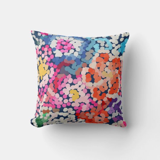 熱帯プルメリア点々のある斑点のある花抽象芸術 クッション (正面)
