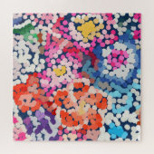 熱帯プルメリア点々のある斑点のある花抽象芸術 ジグソーパズル (横)