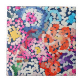 熱帯プルメリア点々のある斑点のある花抽象芸術 タイル (正面)