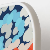 熱帯プルメリア点々のある斑点のある花抽象芸術 ピックルボールラケット (左詳細)