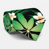 熱帯プルメリア緑豊かな森 ネクタイ (ロール)