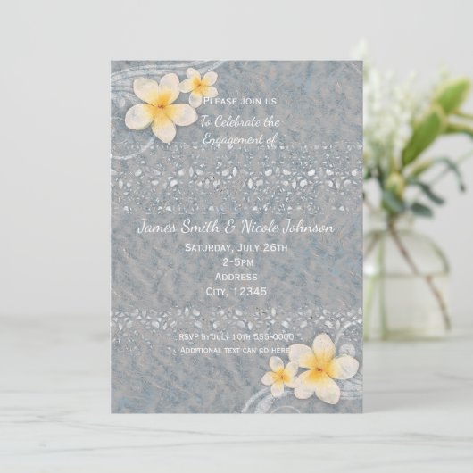 熱帯プルメリア花夏パーティの招待状 招待状 (スタンド正面)