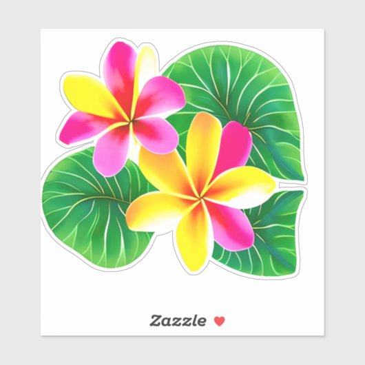 熱帯プルメリア花 シール (シート)