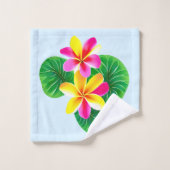 熱帯プルメリア花 バスタオルセット (ウォッシュタオル)