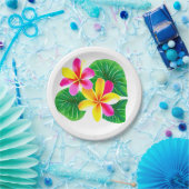 熱帯プルメリア花 ペーパープレート (パーティー)