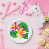 熱帯プルメリア花 ペーパープレート (パーティー)