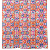 熱帯プルメリア花Xパターン シャワーカーテン (正面)