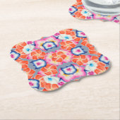 熱帯プルメリア花Xパターン ペーパーコースター (アングル)