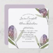 熱帯プロテアパープルウォーター結婚カラー 招待状 (正面/裏面)