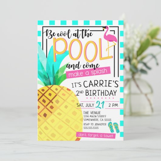 熱帯プールのパーティの招待状 招待状 (スタンド正面)