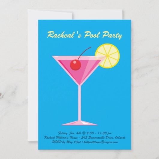 熱帯プールのパーティの招待状 招待状 (正面)