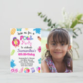 熱帯プールパーティー誕生日招待状for Girl 招待状 (スタンド正面)