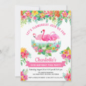 熱帯プールモダンパーティー誕生パーティー 招待状 (正面)