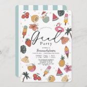 熱帯プール夏のアイテム卒業 招待状 (正面/裏面)