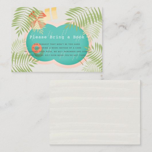 熱帯プール赤ちゃんシャワーお願い本を持って エンクロージャーカード (正面/裏面)