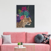 熱帯ヘッドピースを持つヒョウ キャンバスプリント (インサイチュ (リビング))