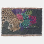 熱帯ヘッドピースを持つヒョウ スローブランケット (正面)