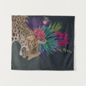 熱帯ヘッドピースを持つヒョウ タペストリー (正面(横))