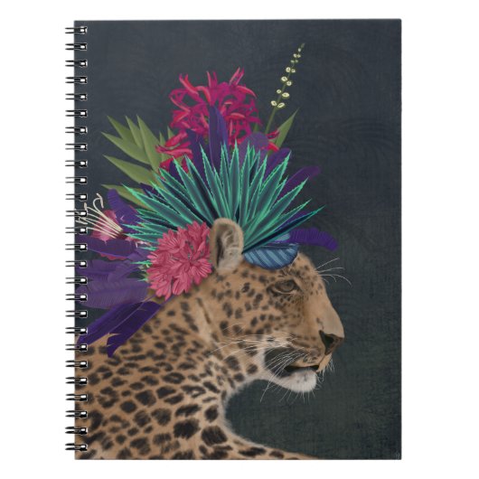 熱帯ヘッドピースを持つヒョウ ノートブック (正面)