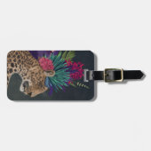 熱帯ヘッドピースを持つヒョウ ラゲッジタグ (正面横)
