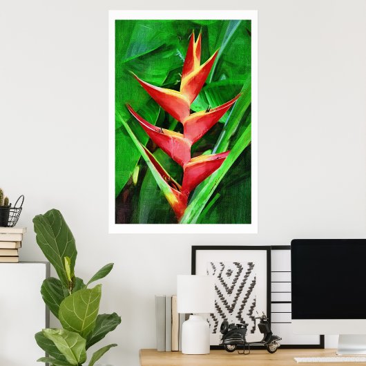 熱帯ヘリコニア油彩画コレクション ポスター (ホームオフィス)