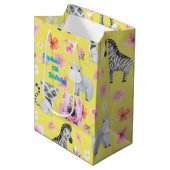 熱帯ベビーアニマル抱き枕子供へ誕生日 ミディアムペーパーバッグ (正面アングル)