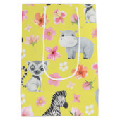 熱帯ベビーアニマル抱き枕子供へ誕生日 ミディアムペーパーバッグ (裏面)