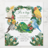 熱帯ベビーエキゾチックなパロッツ共同ベビーシャワー ワインラベル (シングルラベル)