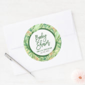 熱帯ベビーシャワーグリーンウォーター離れカラー ラウンドシール (封筒)