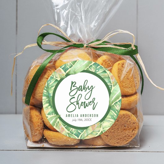 熱帯ベビーシャワーグリーンウォーター離れカラー ラウンドシール