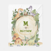 熱帯ベビー恐竜カスタムのモノグラム名 フリースブランケット (正面)