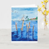 熱帯ペリカン カード (黄色い花)