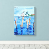 熱帯ペリカン キャンバスプリント (インサイチュ (ウッドフロア))