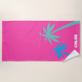 熱帯ホットピンクの美的名門私立校風のビーチタオル ビーチタオル (正面)