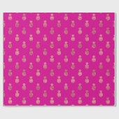 熱帯ホットピンク金ゴールドパイナップル  ラッピングペーパー (フラット)