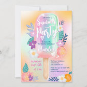 熱帯ホログラフィックサマープールパーティースウィート16 招待状 (正面)