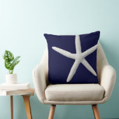 熱帯ホワイトヒトデonネイビーブルービーチ クッション (椅子)