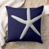熱帯ホワイトヒトデonネイビーブルービーチ クッション (ブランケット)