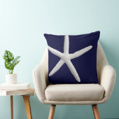 熱帯ホワイトヒトデonネイビーブルービーチ クッション (椅子)