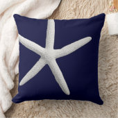 熱帯ホワイトヒトデonネイビーブルービーチ クッション (ブランケット)