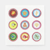 熱帯ボトルキャップデザイン海と野生生物 スタンダードランチョンナプキン (正面)