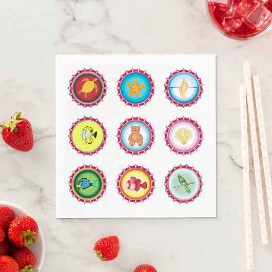 熱帯ボトルキャップデザイン海と野生生物 スタンダードランチョンナプキン