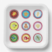 熱帯ボトルキャップデザイン海と野生生物 ペーパープレート (正面)