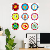 熱帯ボトルキャップデザイン海と野生生物 ポスター