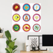 熱帯ボトルキャップデザイン海と野生生物 ポスター (ホームオフィス)